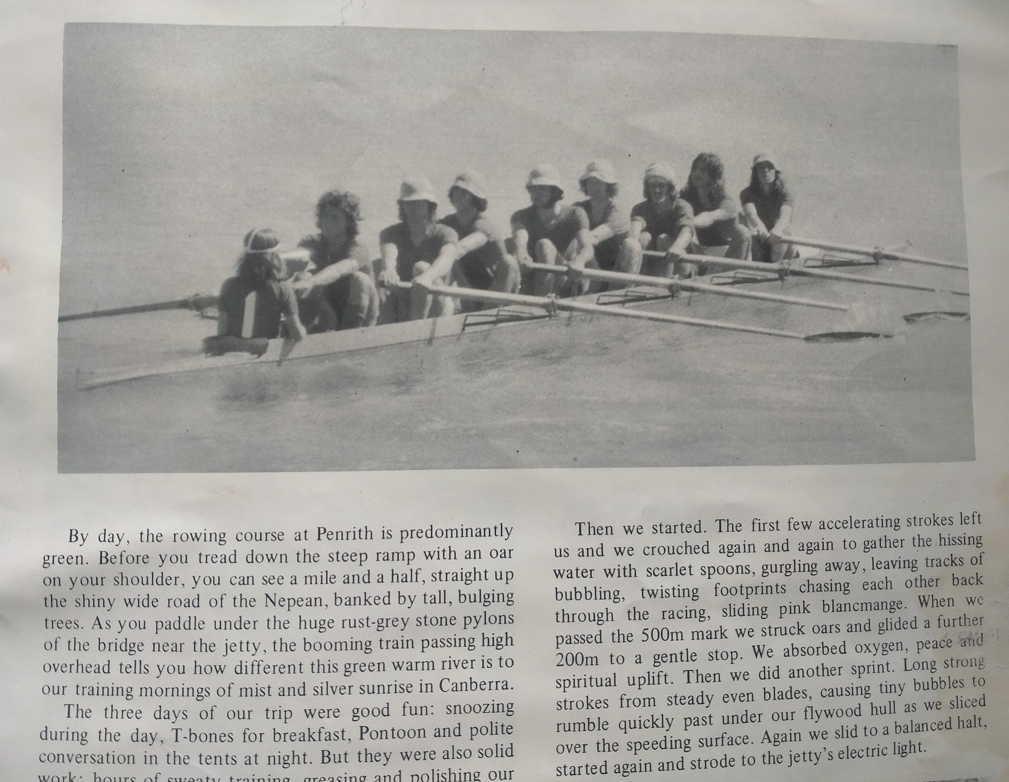 The 1972 first VIII mid-stroke on the lake