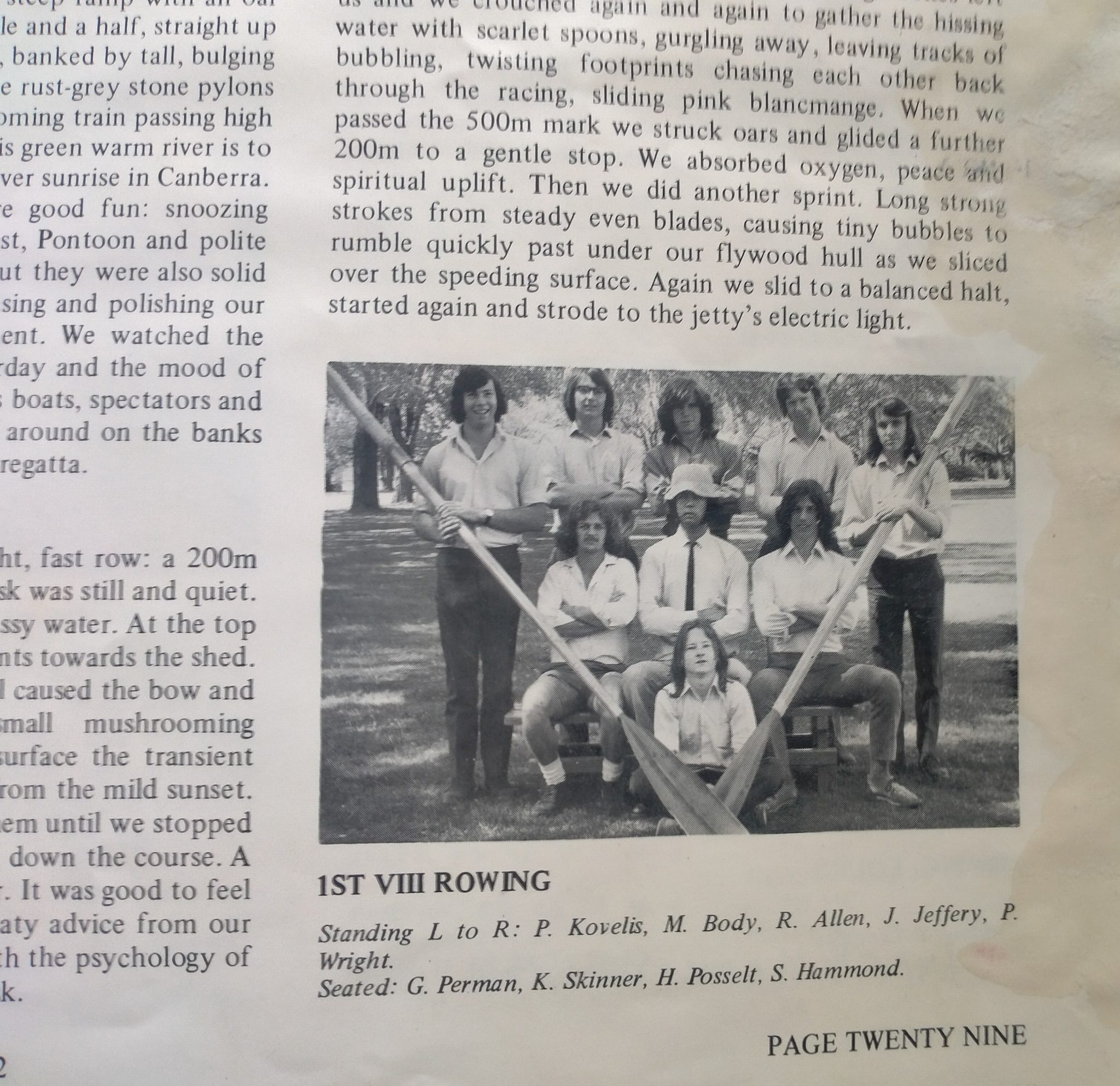 The 1972 first VIII posed with their boat