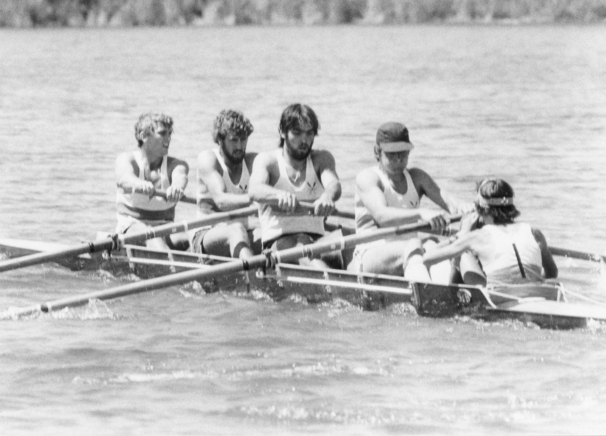 A coxed four racing, from the Red Shed historical archive