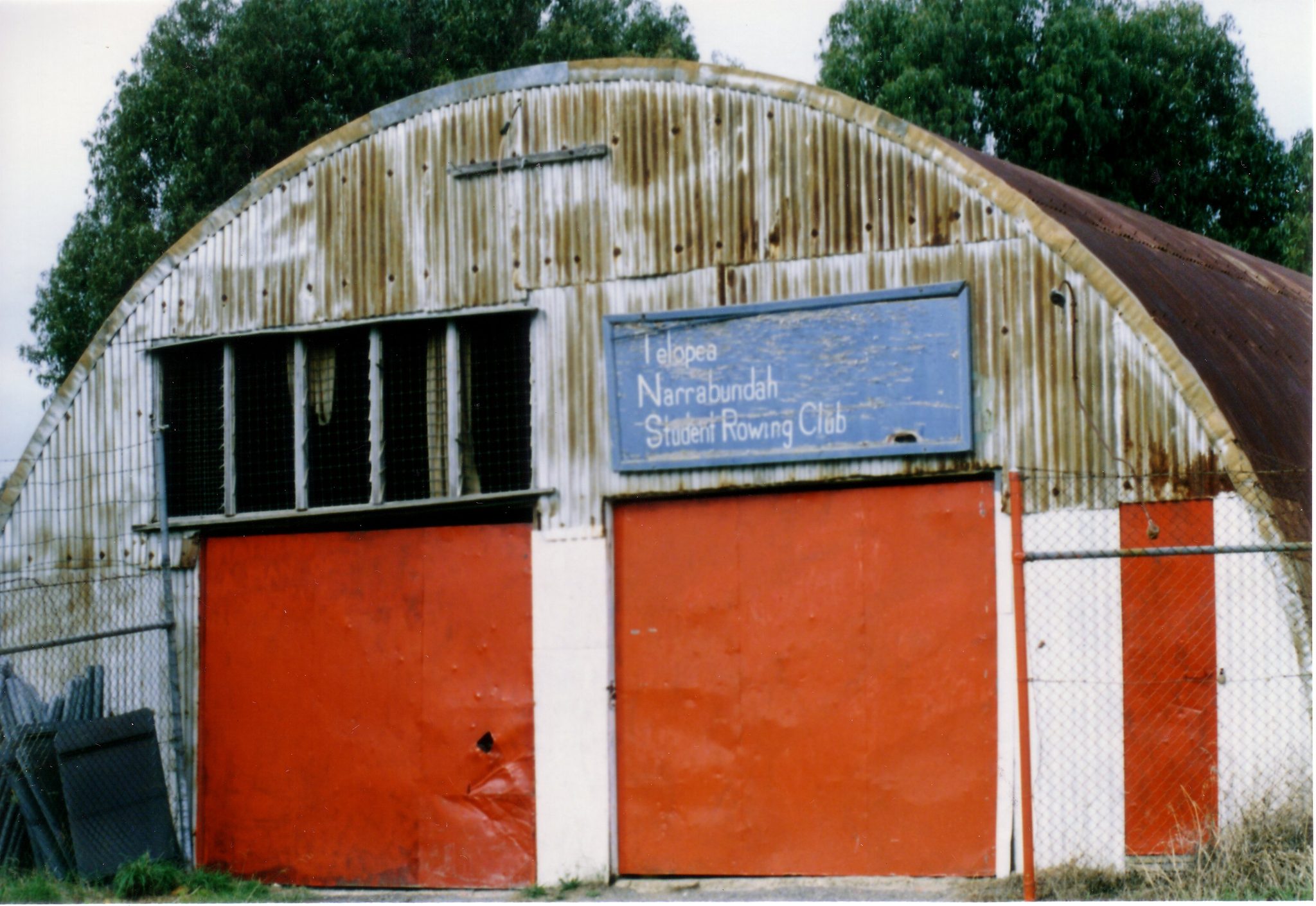 Close-up of the old Nissen hut boatshed