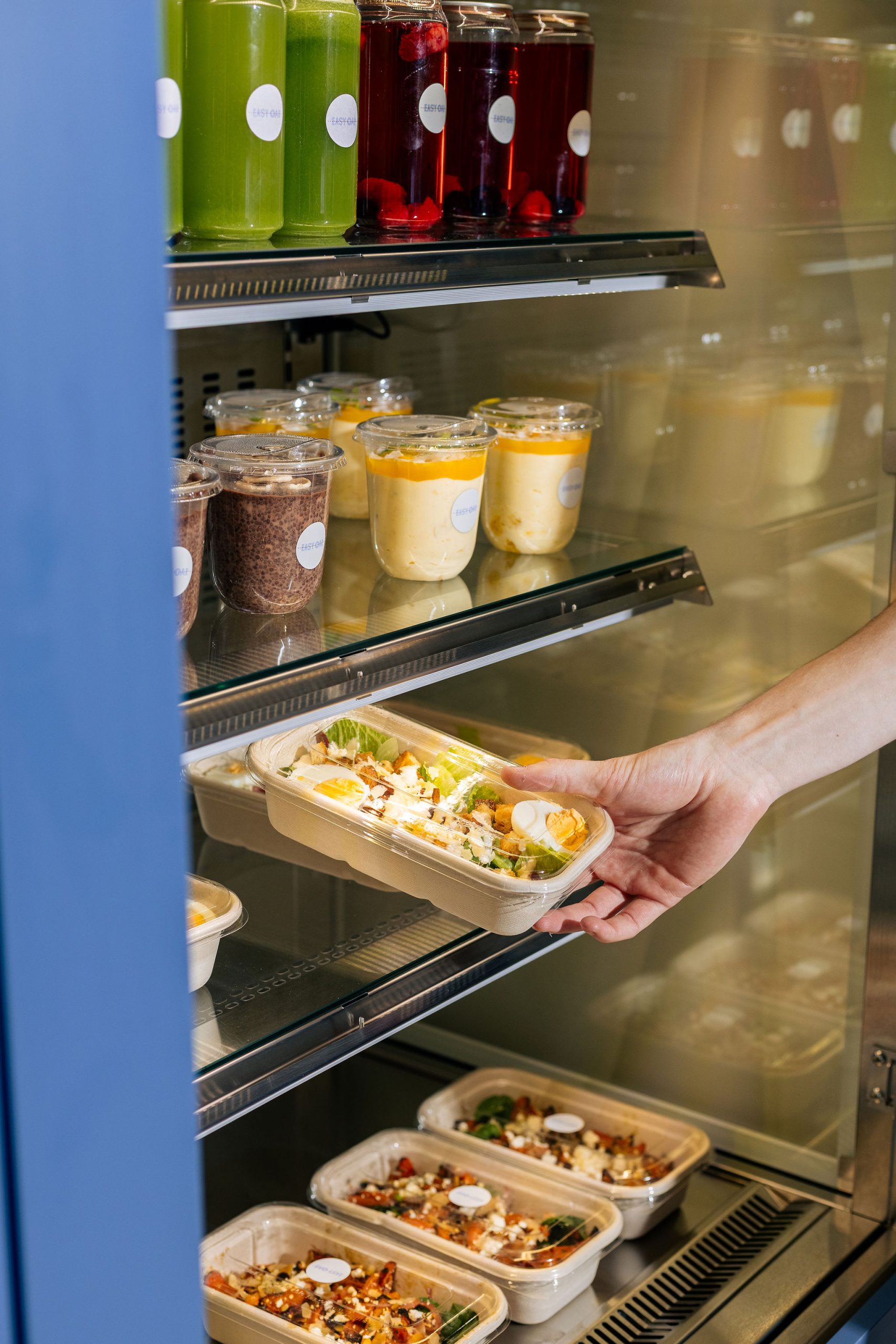 Taking a ready-made bowl from the Easy Eats grab-and-go fridge